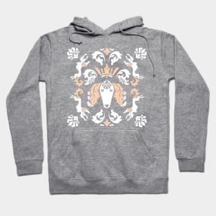 The Spirit of Saluki Damask (Gray) Hoodie